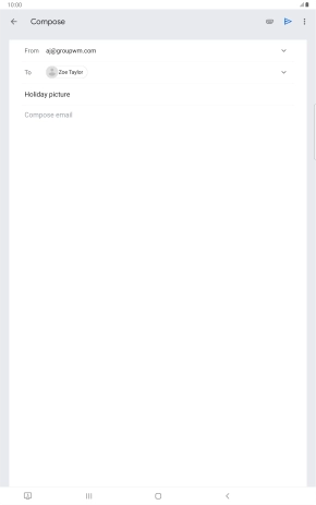 Press the text input field and write the text for your email message.