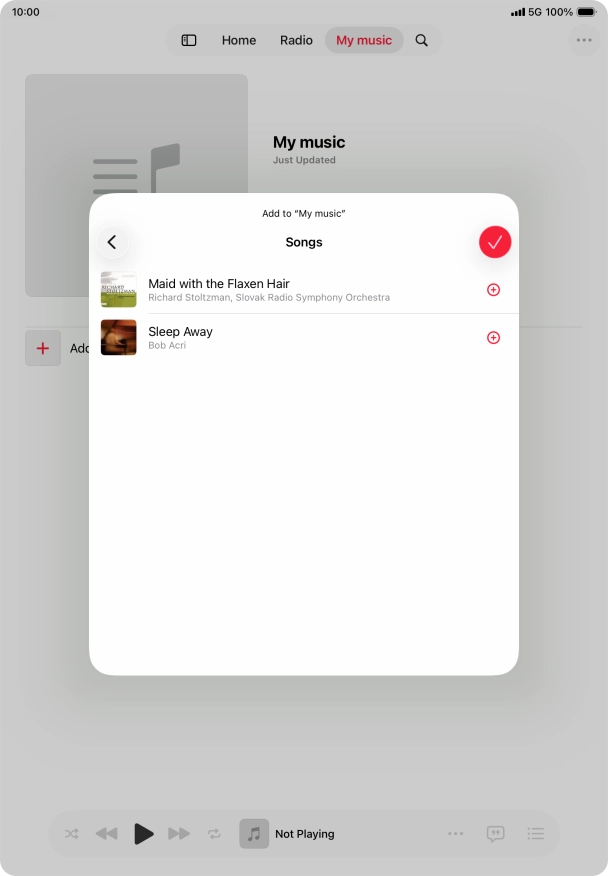 Go to the required category and press the add icon next to the required audio file.