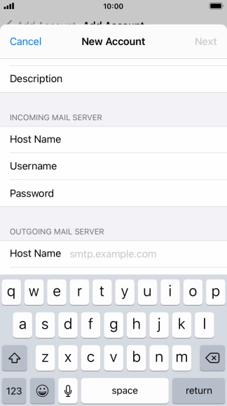 Press Host Name and key in the name or IP address of your email provider's outgoing server. Please note that if you can't send email messages when using your email provider's outgoing server, key in smtp.vodafone.net.au (Vodafone's outgoing server). Press Host Name and key in the name or IP address of your email provider's outgoing server. Please note that if you can't send email messages when using your email provider's outgoing server, key in smtp.vodafone.net.au (Vodafone's outgoing server).