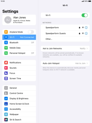 Press the required Wi-Fi network and key in the password for the Wi-Fi network.