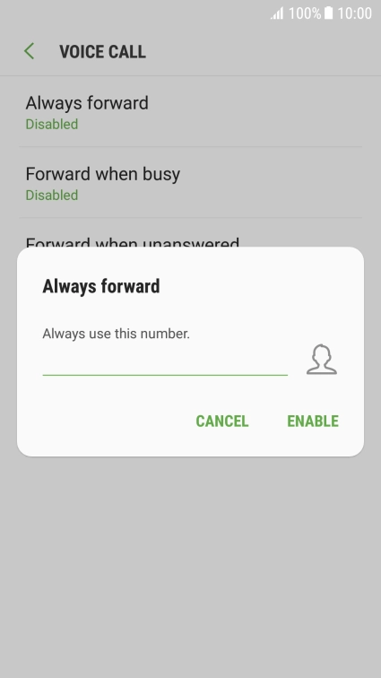 Key in +61414121121 and press ENABLE. Key in +61414121121 and press ENABLE.