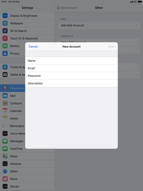Press Password and key in the password for your email account. Press Password and key in the password for your email account.
