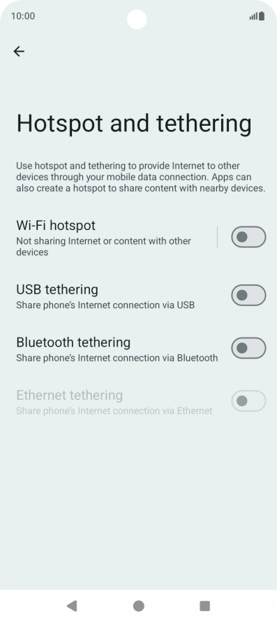 Press Wi-Fi hotspot. Press Wi-Fi hotspot.