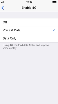 To turn off use of 4G, press Off. To turn off use of 4G, press Off.