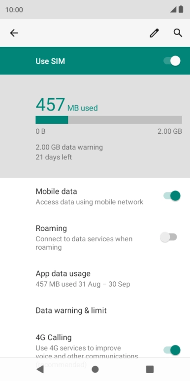 Press App data usage. Press App data usage.