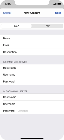 Press Password and key in the password for your email account. Please note that if you're using Vodafone's outgoing server, leave the password field empty.