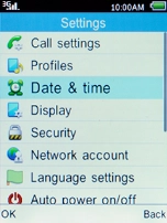 Select Date & time and press the Left selection key.