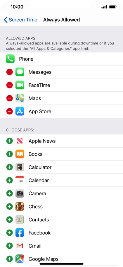 Press the remove icon next to the required app to remove it from the list of allowed apps during Downtime. Press the remove icon next to the required app to remove it from the list of allowed apps during Downtime.