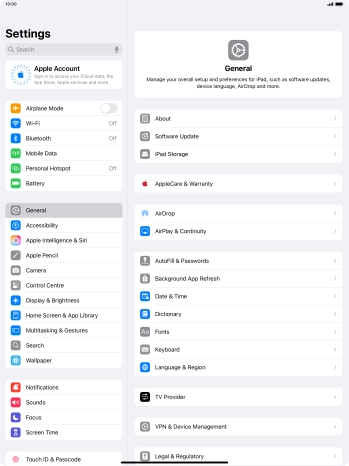 Press Apple Account. Press Apple Account.