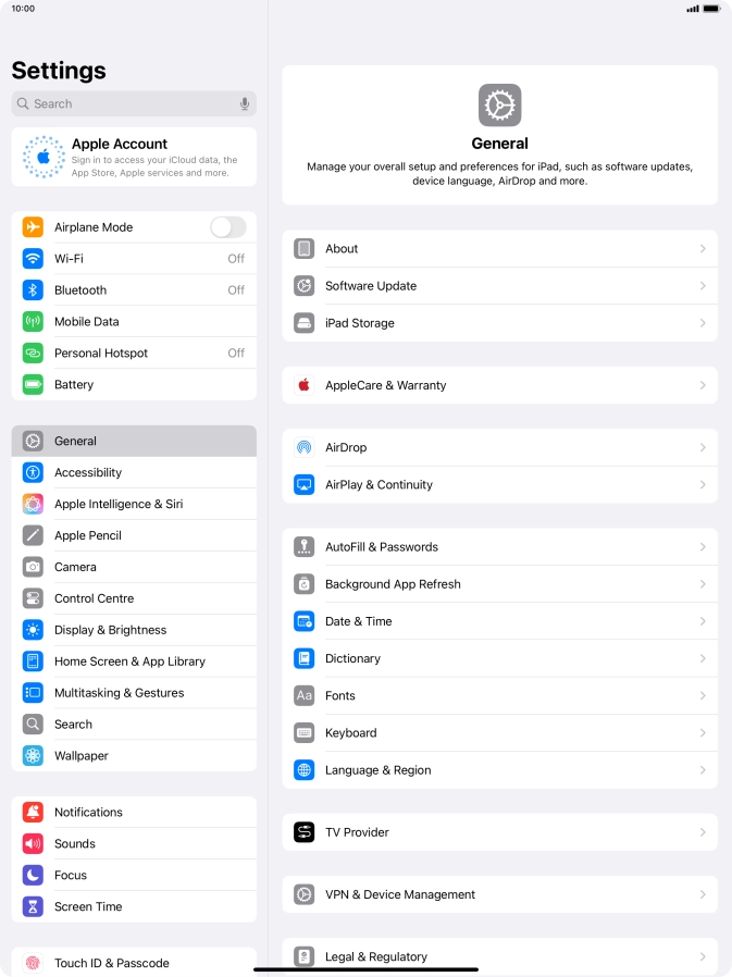Press Apple Account. Press Apple Account.