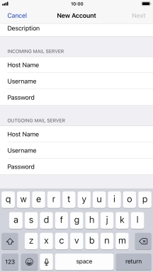 Press Username and key in the username for your email account.