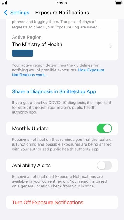 Press Turn Off Exposure Notifications. Press Turn Off Exposure Notifications.