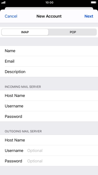 Press Username and key in the username for your email account. Please note that if you're using Vodafone's outgoing server, leave the username field empty.