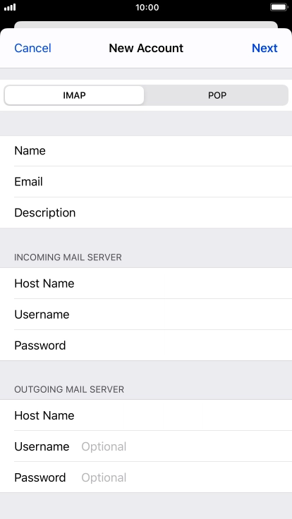 Press Username and key in the username for your email account. Please note that if you're using Vodafone's outgoing server, leave the username field empty. Press Username and key in the username for your email account. Please note that if you're using Vodafone's outgoing server, leave the username field empty.