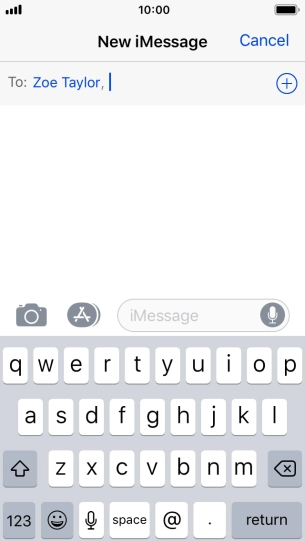 If the recipient can receive iMessages, iMessage is displayed in the text input field.