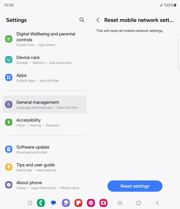 Press Reset settings. Press Reset settings.