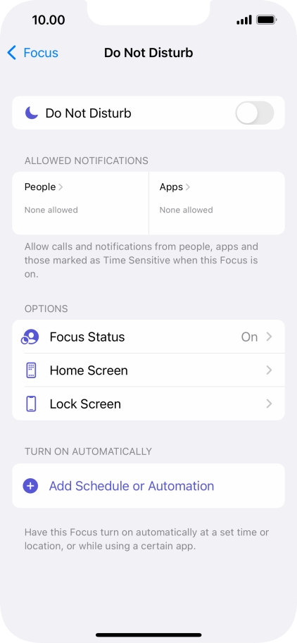 Press People and follow the instructions on the screen to select which contacts you would like to receive calls and notifications from when Do Not Disturb is turned on.