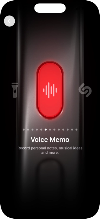 Slide your finger right or left on the screen to select the required function.