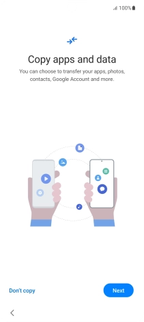You can transfer the contents of another phone to your phone when it's activated for the first time and after a factory reset. When this screen is displayed, your phone is ready to transfer contents from another phone.