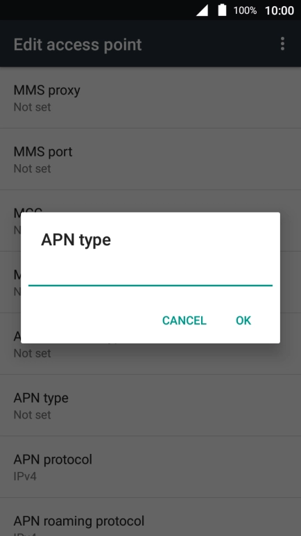 Key in default and press OK.