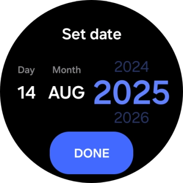 Slide your finger up or down on the screen to set the required date. Slide your finger up or down on the screen to set the required date.