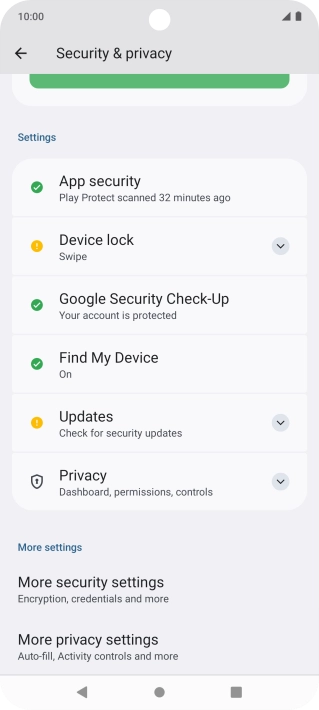 Press More security settings.