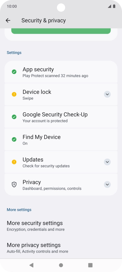 Press More security settings.