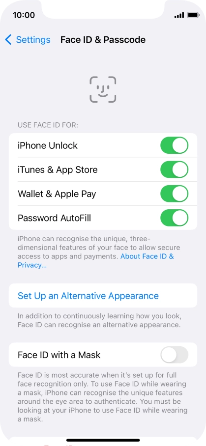 Press the indicators next to the required settings to turn them on or off. Press the indicators next to the required settings to turn them on or off.