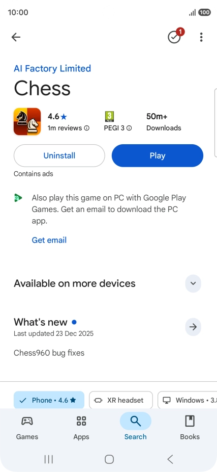 Press Uninstall.