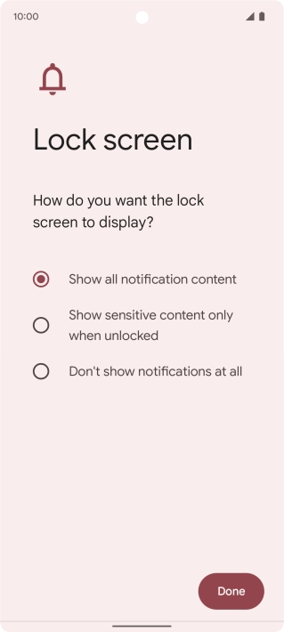 Press the required setting. Press the required setting.