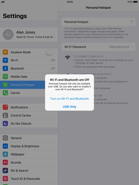 If Wi-Fi is turned off, press Turn on Wi-Fi and Bluetooth.