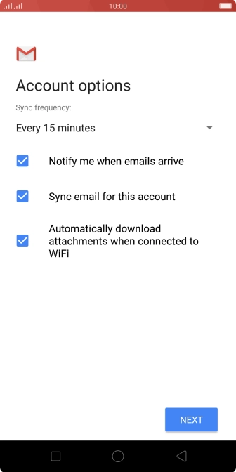 If this screen is displayed, you email account has been recognised and set up automatically. Follow the instructions on the screen to key in more information and finish setting up your phone.