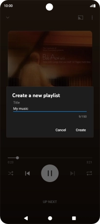 Key in a name for the playlist and press Create. Key in a name for the playlist and press Create.