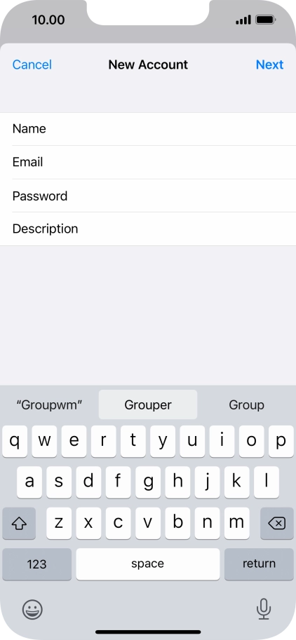 Press Description and key in the required name.