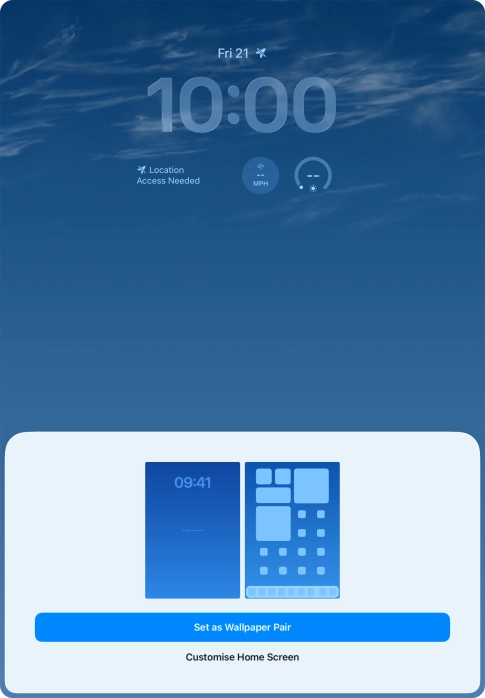 To use the same colour theme on the home screen, press Set as Wallpaper Pair.