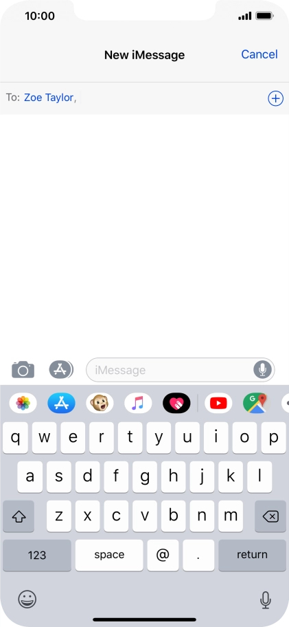 If the recipient can receive iMessages, iMessage is displayed in the text input field.