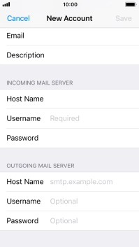 Press Username and key in the username for your email account.