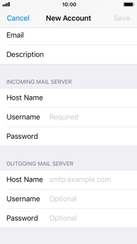 Press Username and key in the username for your email account. Press Username and key in the username for your email account.