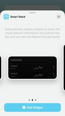 Slide your finger right or left on the screen to select the required widget size.