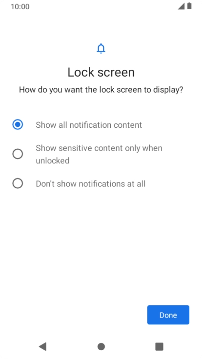 Press the required setting. Press the required setting.