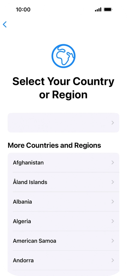 Press the required country or area.