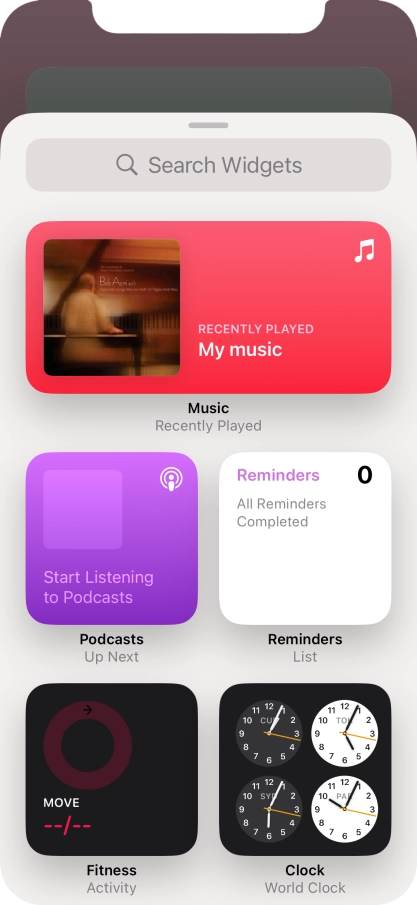 Press the required widget. Press the required widget.