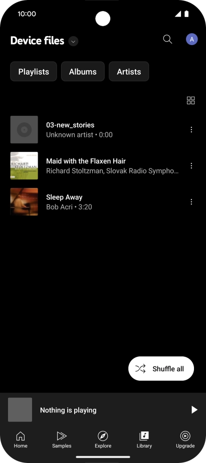 Press the required audio file.