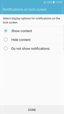 Press the required setting.