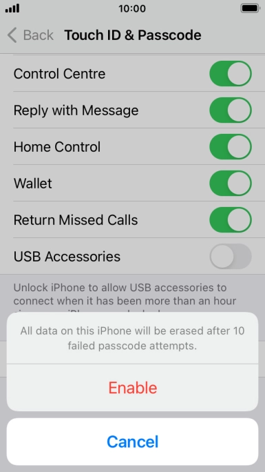 If you turn on the function, press Enable. If you turn on the function, press Enable.