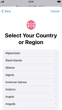 Press the required country.