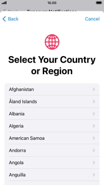 Press the required country.
