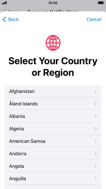 Press the required country.