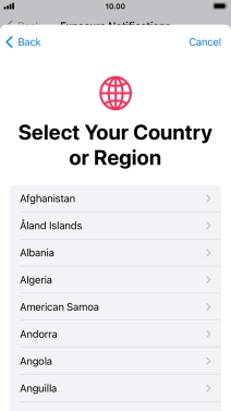 Press the required country.