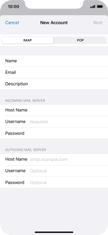 Press Username and key in the username for your email account.